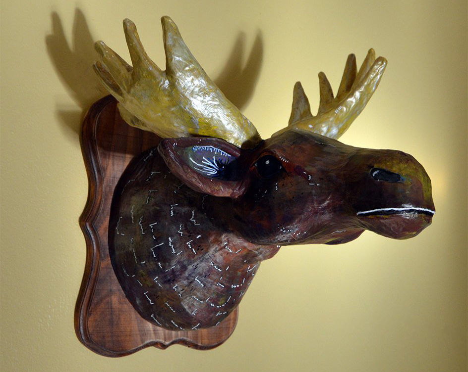 Paper mache moose head